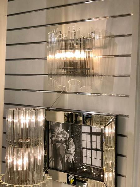 Praha vegglampe silver/glass