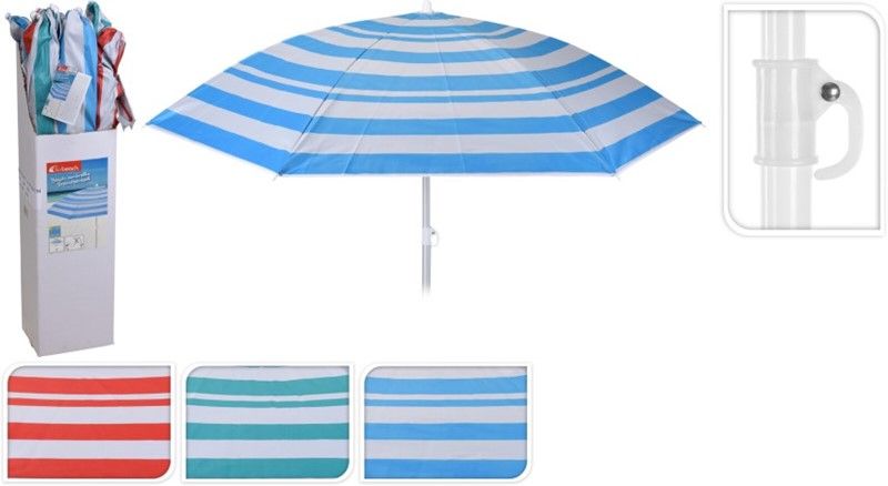 Strand parasoll RØD/HVIT