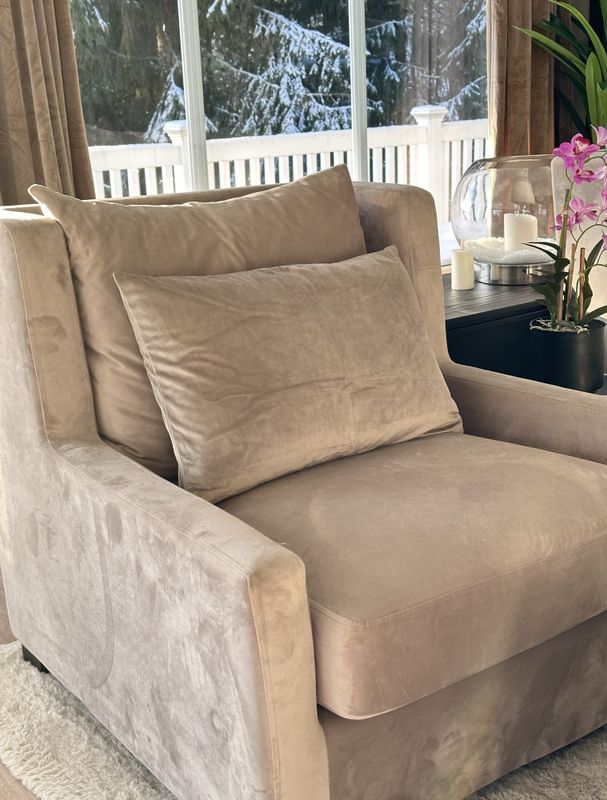 Beige velur putetrekk 40x60cm