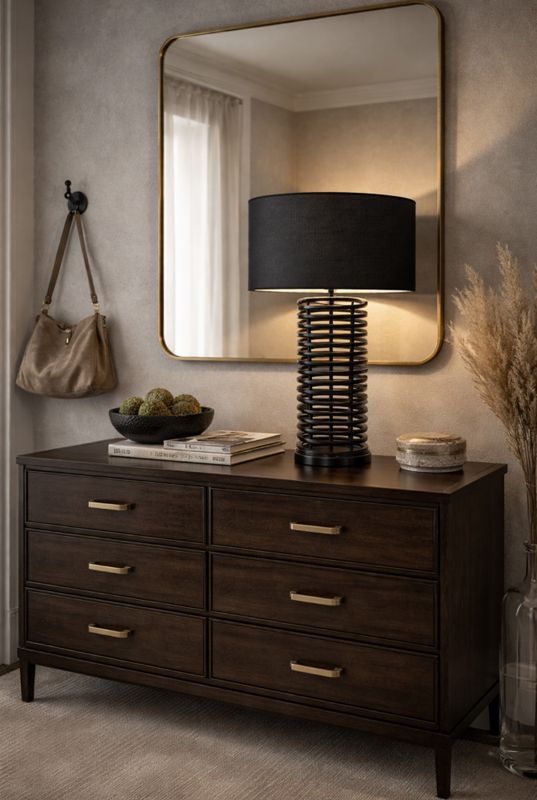 Bordlampe Milano sort  +  Lampeskjerm  lin Black 