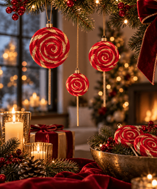 Hovedbilde Lollipop rød/gull 3stk